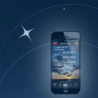 Pantalla con las horas de salida y puesta del sol