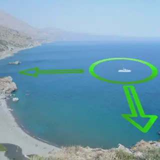 La posición del barco se mide respecto a los objetos cercanos en tierra