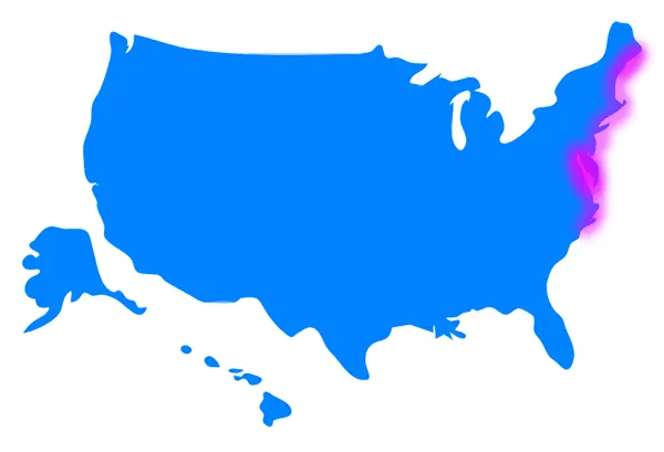 Map of geocoding coverage on the US East Coast