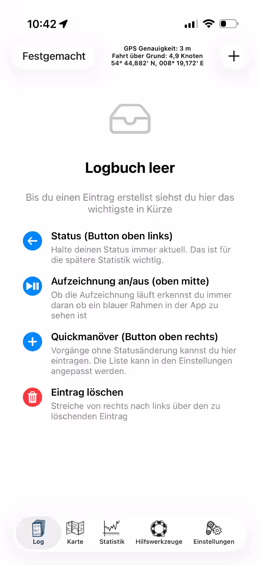 Journal vide avec un aperçu des fonctions les plus importantes — iOS, Hell