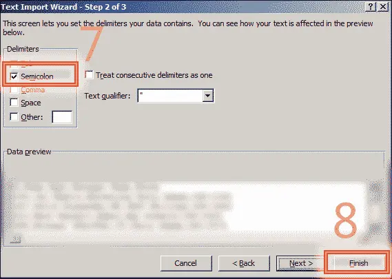 Choose semicolon as delimiter