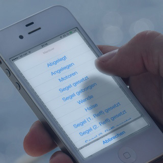 iPhone with Logbook App on the maneuver menu