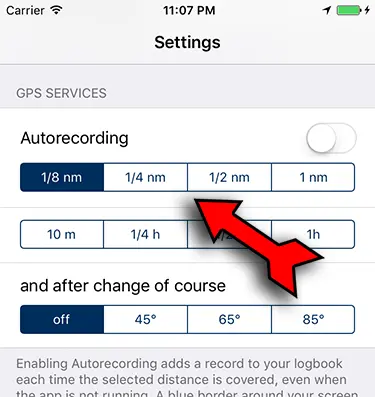 Select distance or time units for the automatic entries